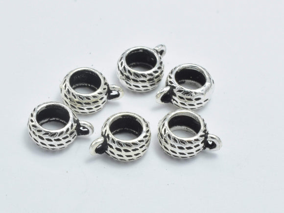 4pcs 925 Sterling Silver Bead Connector-Antique Silver, Rondelle, 6x5mm-BeadBasic