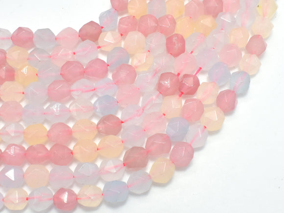 Jade - Multi Color, 8mm Faceted Star Cut Round, 14.5 Inch-BeadBasic
