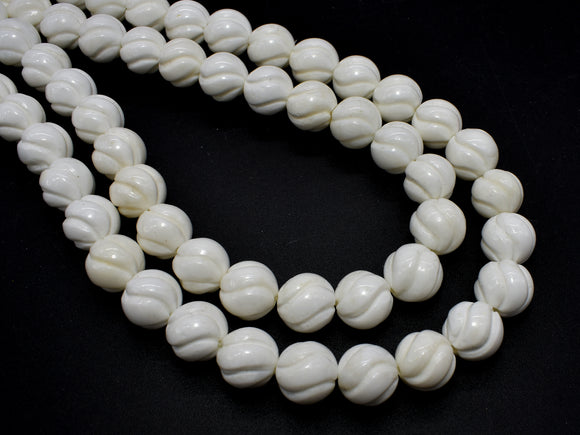 Tridacna Shell, 10mm Carved Round Beads-BeadBasic