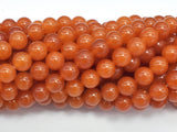 Jade - Orange, 8mm, Round, 15 Inch-BeadBasic