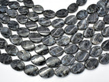 Black Labradorite Beads, Larvikite, 18x25 Twisted Oval Beads-BeadBasic