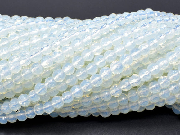 White Opalite Beads, 4mm (4.3mm) Faceted Round Beads-BeadBasic
