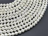 Lava-Silver Plated, 6mm (6.7mm) Round Beads-BeadBasic