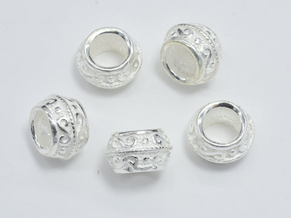 4pcs 925 Sterling Silver Beads, Drum Beads, Big Hole Spacer Beads, 8x4.8mm-BeadBasic