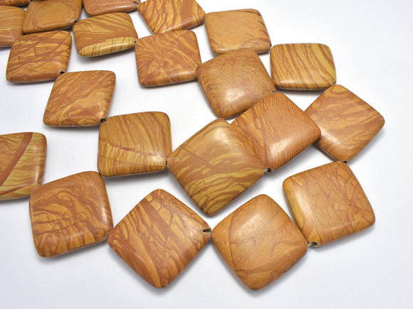 Wood Jasper Beads, 30x30mm Diamond Beads-BeadBasic