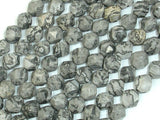 Gray Picture Jasper Beads, 8mm Star Cut Faceted Round-BeadBasic