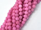 Matte Jade Beads, Hot Pink, 8mm (8.4mm) Round-BeadBasic