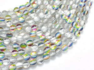 Mystic Aura Quartz-Silver, Rainbow, 6mm Round Beads-BeadBasic