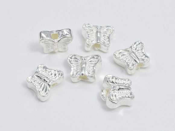 4pcs 925 Sterling Silver Beads, Butterfly Beads, 6x4.8mm, 2.6mm Thick-BeadBasic