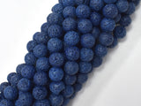 Dark Blue Lava Beads, Round, 8mm (8.5mm)-BeadBasic