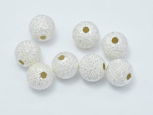 6pcs 925 Sterling Silver Beads, Stardust Silver Beads, 6mm Round-BeadBasic