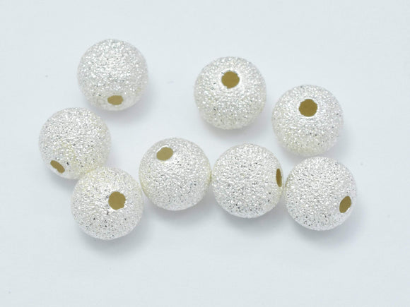 6pcs 925 Sterling Silver Beads, Stardust Silver Beads, 6mm Round-BeadBasic
