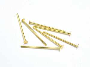 20pcs 24K Gold Vermeil Head Pin, 925 Sterling Silver Pin, 20mm-BeadBasic