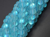 Matte Mystic Aura Quartz-Aqua Blue, 6mm (6.5mm) Round-BeadBasic