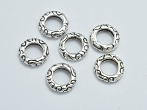6pcs 925 Sterling Silver Ring-Antique Silver, 8mm-BeadBasic