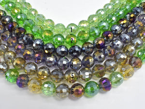 Crystal Glass Beads, 10mm Faceted Round Beads with AB, 7 Inch-BeadBasic