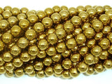 Hematite Beads-Gold, 8mm Round Beads-BeadBasic