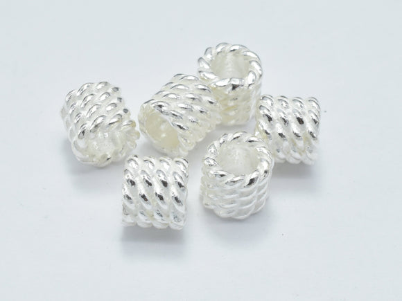 2pcs 925 Sterling Silver Beads, 6x5.8mm Tube Beads, Big Hole Tube Beads-BeadBasic