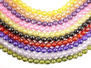 CZ beads, 6 mm Faceted Round-BeadBasic
