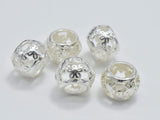 4pcs 925 Sterling Silver Beads, Filigree Drum Beads, Big Hole Spacer Beads, 7.5x5.5mm-BeadBasic