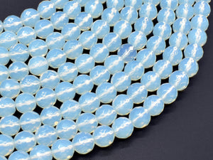 White Opalite Beads, Faceted Round, 8mm(7.8mm), 14.5 Inch-BeadBasic