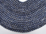 Blue Sapphire Beads, 5mm (5.3mm) Faceted Round, 18 Inch-BeadBasic