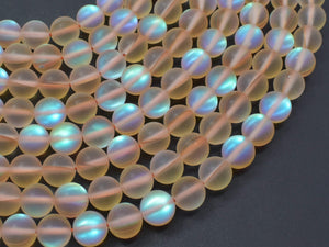 Matte Mystic Aura Quartz-Champagne, 8mm (8.5mm) Round-BeadBasic