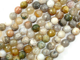 Bamboo Leaf Agate Beads, Faceted Round, 8mm-BeadBasic