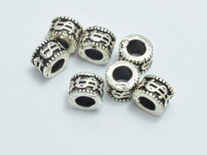 6pcs 925 Sterling Silver Beads-Antique Silver, 4.4x3.3mm Tube Beads-BeadBasic