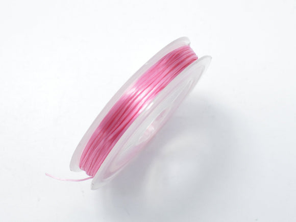 2Rolls Pink Stretch Elastic Beading Cord, 0.5mm, 2 Rolls-20 Meters-BeadBasic
