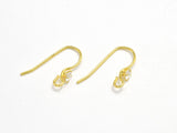 4pcs 24K Gold Vermeil Earring Hook, 925 Sterling Silver Earwire, Fishhook, 15x10mm-BeadBasic