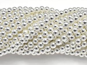 Hematite Beads-Silver, 4mm Round Beads-BeadBasic