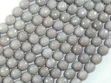 Jade Beads, Light Gray, 8mm Faceted Round-BeadBasic