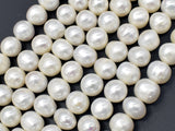 Fresh Water Pearl Beads-White, Approx 9-10mm Potato Beads-BeadBasic