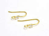 4pcs 24K Gold Vermeil Earring Hook, 925 Sterling Silver Earwire, Fishhook, 15x10mm-BeadBasic