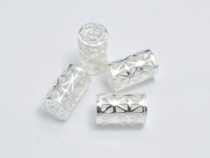 2pcs 925 Sterling Silver Beads, 5x10mm Tube Beads, Big Hole Filigree Beads-BeadBasic