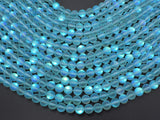 Matte Mystic Aura Quartz-Aqua Blue, 6mm (6.5mm) Round-BeadBasic