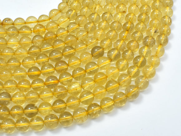 Gold Rutilated Quartz, 6mm (6.5mm) Round Beads-BeadBasic