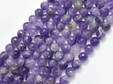 Amethyst, Dog Tooth Amethyst, 8mm, Faceted Round-BeadBasic