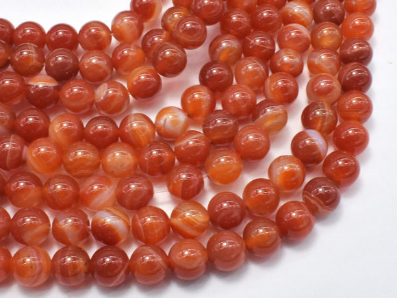 Banded Agate Beads, Striped Agate, Orange, 8mm (8.3mm) Round-BeadBasic
