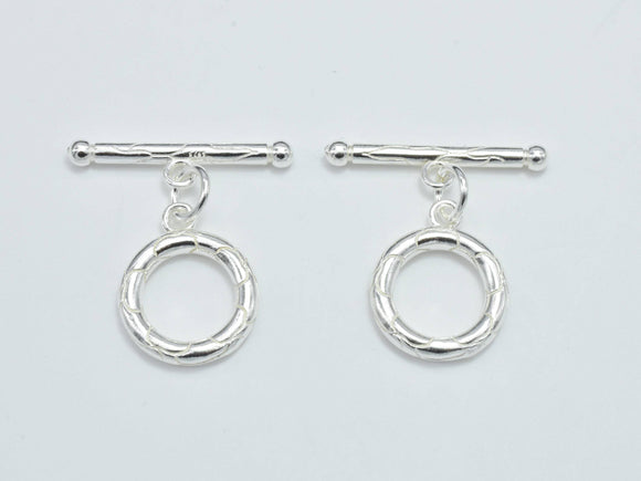 1set 925 Sterling Silver Toggle Clasps, Loop 14mm, Bar 23mm-BeadBasic
