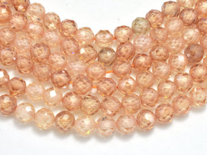 Cubic Zirconia - Light Champagne, CZ beads, 4mm, Faceted-BeadBasic