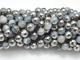 Mystic Coated Banded Agate - Gray & Silver, 8mm, Faceted-BeadBasic