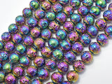 Lava-Rainbow Plated, 8mm (8.7mm) Round Beads-BeadBasic
