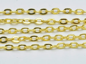 3m (9.9feet) Gold Plated Oval Chain, Brass Oval Chain, Jewelry Chain, 1.8x2.6mm-BeadBasic