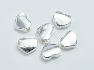 4pcs 925 Sterling Silver Beads, 5.8x4.6mm Heart Beads-BeadBasic