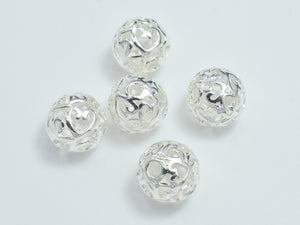 2pcs 9mm 925 Sterling Silver Beads, 9mm Filigree Round-BeadBasic