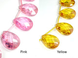 CZ beads, 12mm x 16mm Faceted Pear Briolette-BeadBasic