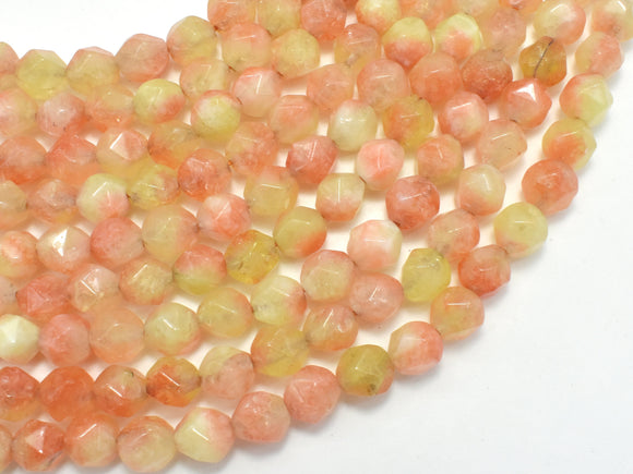 Jade - Multi Color, 8mm Faceted Star Cut Round, 15 Inch-BeadBasic