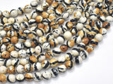 Rain Flower Stone, Creamy White, Black, 6mm Round Beads-BeadBasic